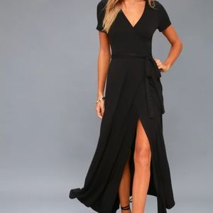 Lulus Black Maxi Wrap Dress